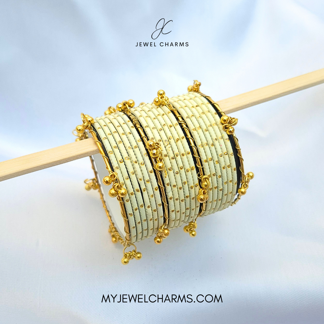 Lemon Dotted Golden Viral Kashmiri Bangles