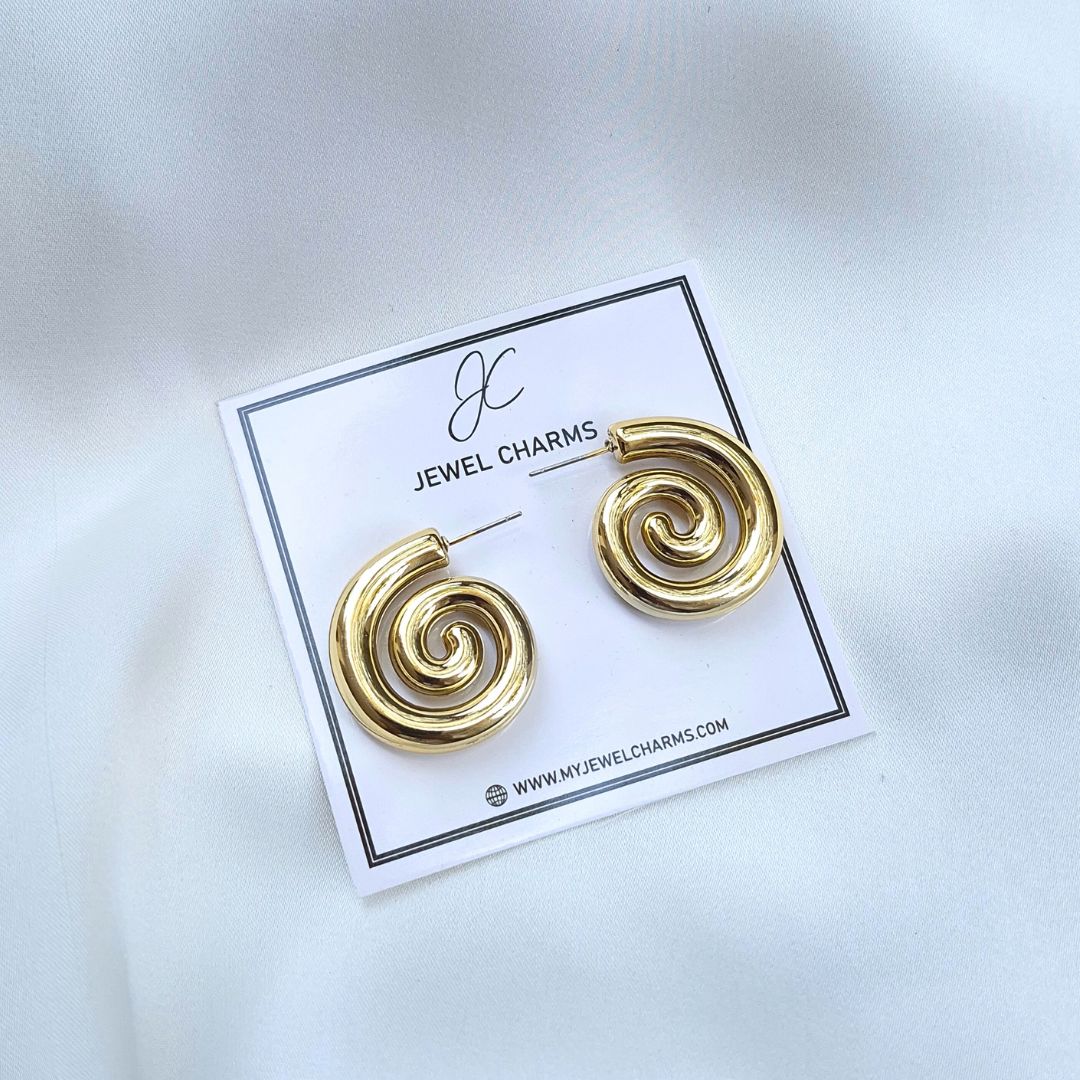 Maze Twist Golden Earrings JCEC 83