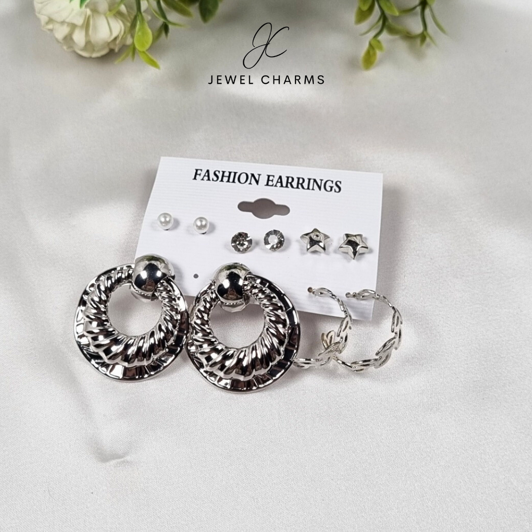 Silver Hoops Pack Rugged 6 pairs JCEC 89