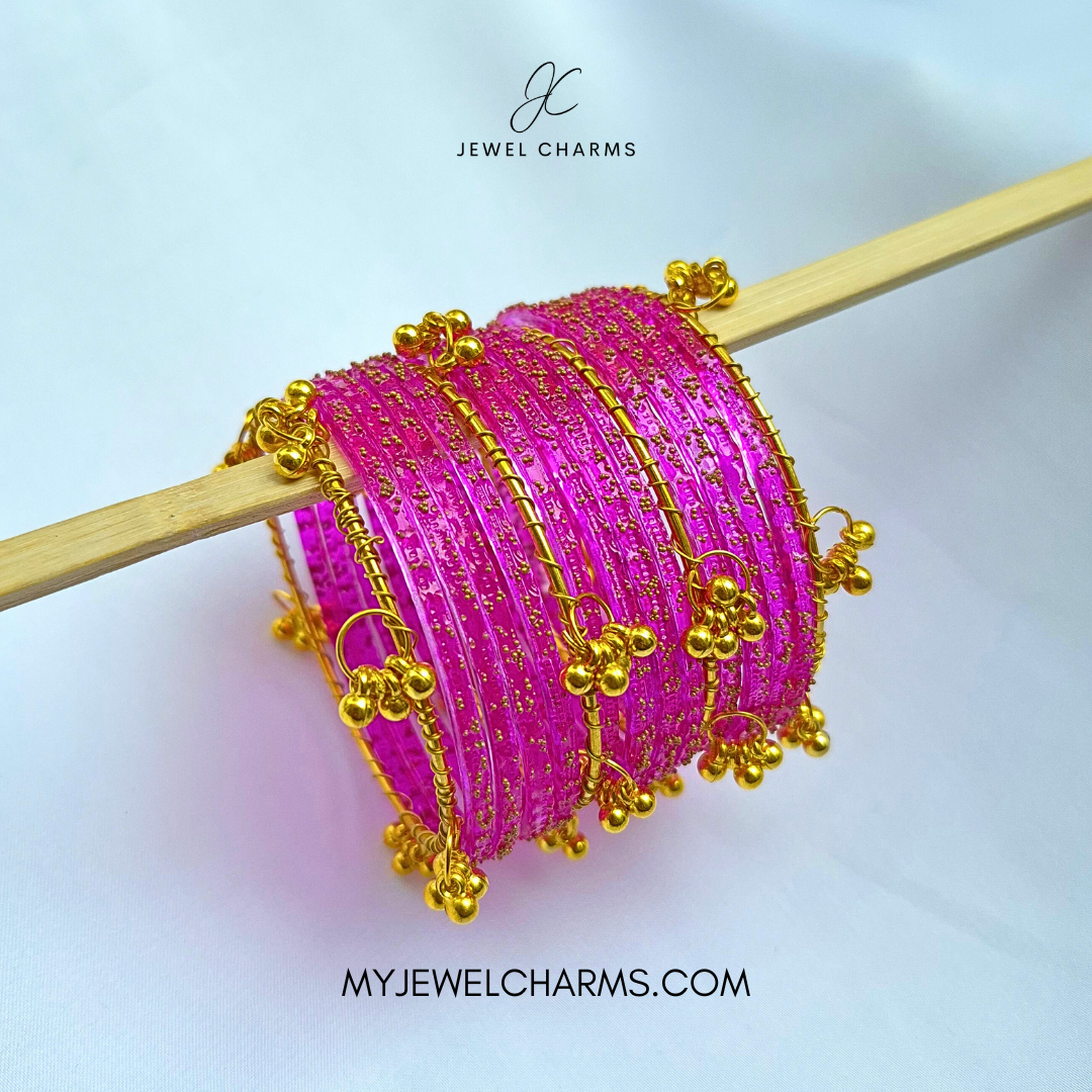 Dark Pink Raindrop Original Kashmiri Glass Bangles
