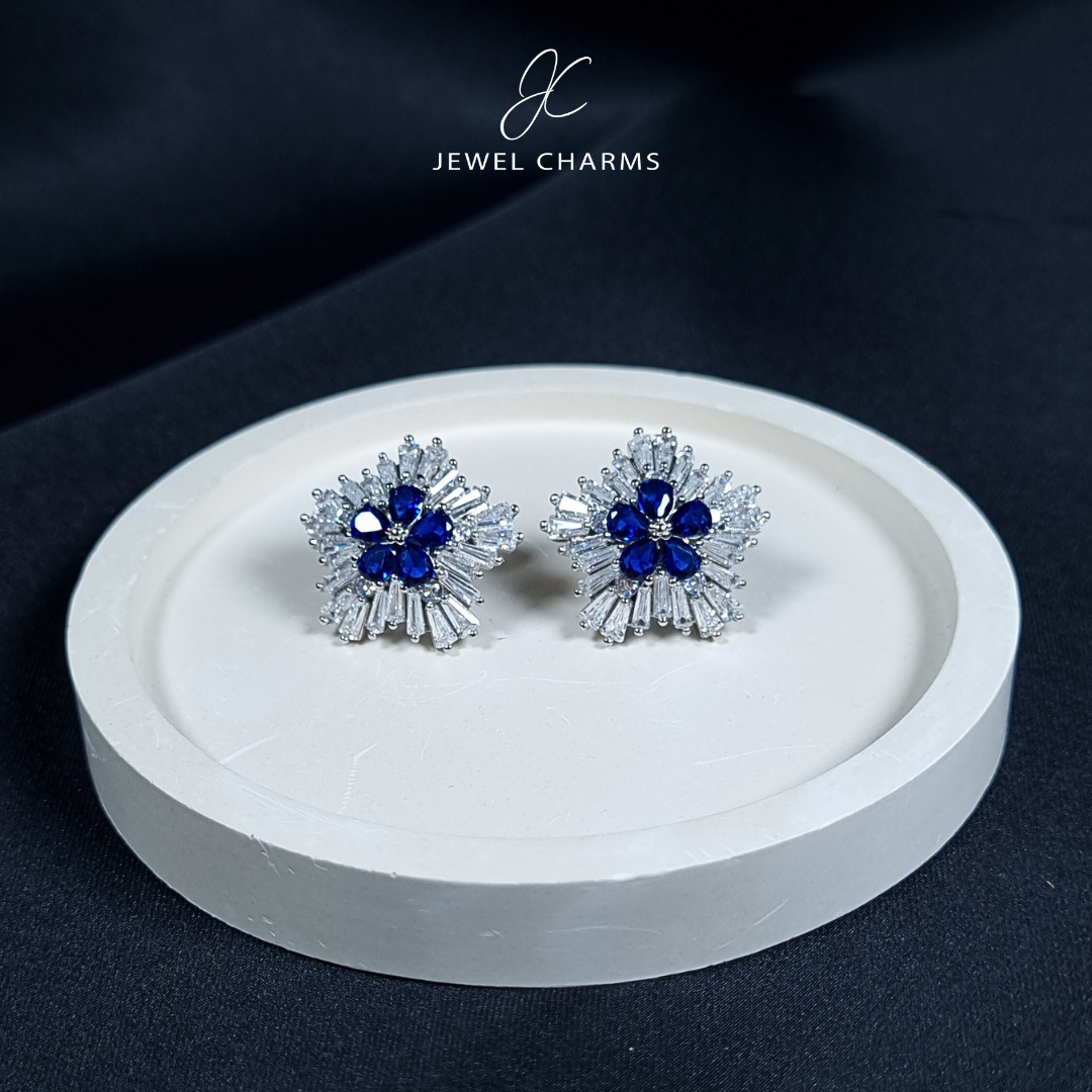 Royal Blue Silver Star Snowflakes JCEC 142