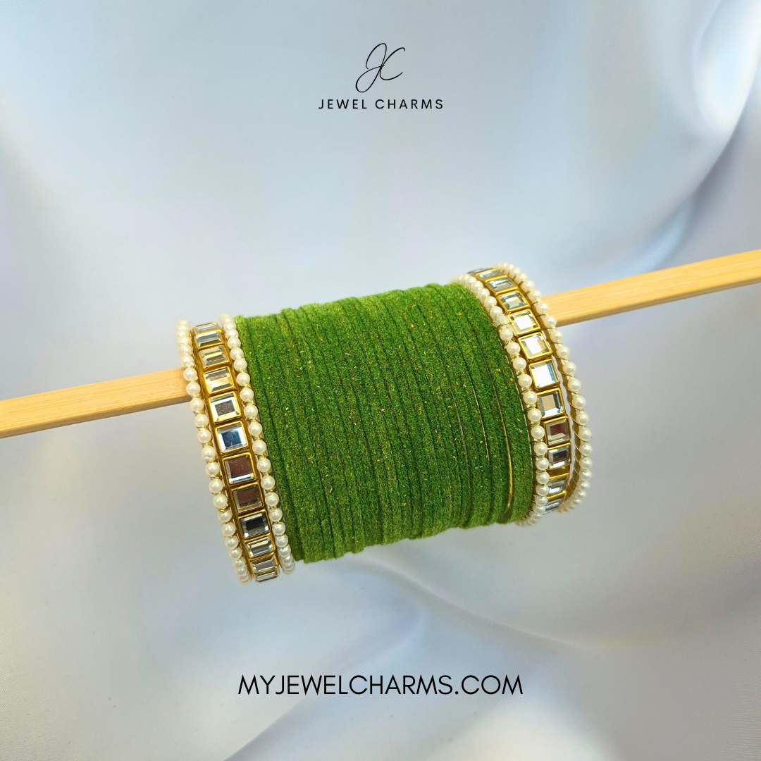 Medium Green Double Karra 2 Dozen Bangles Set