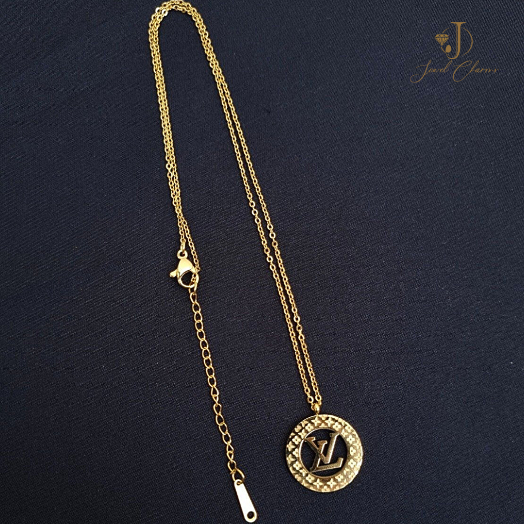LV Stainless Steel Gold Polish Necklace