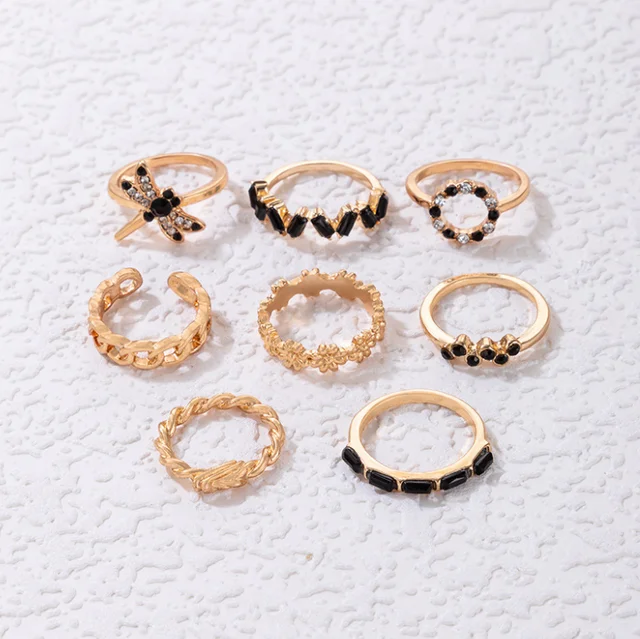 Black Dragonfly 8 piece mid rings free size