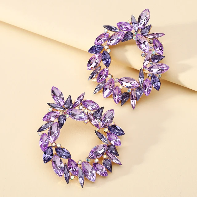 Premium Purple Lilac Flower Bunch Earrings JCEC 31