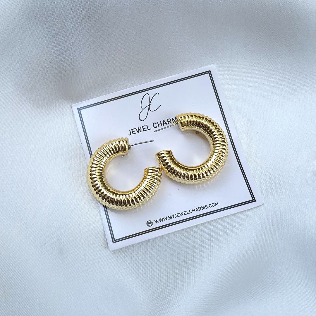 Medium Size Chunky textured Hoops golden JCEC 81