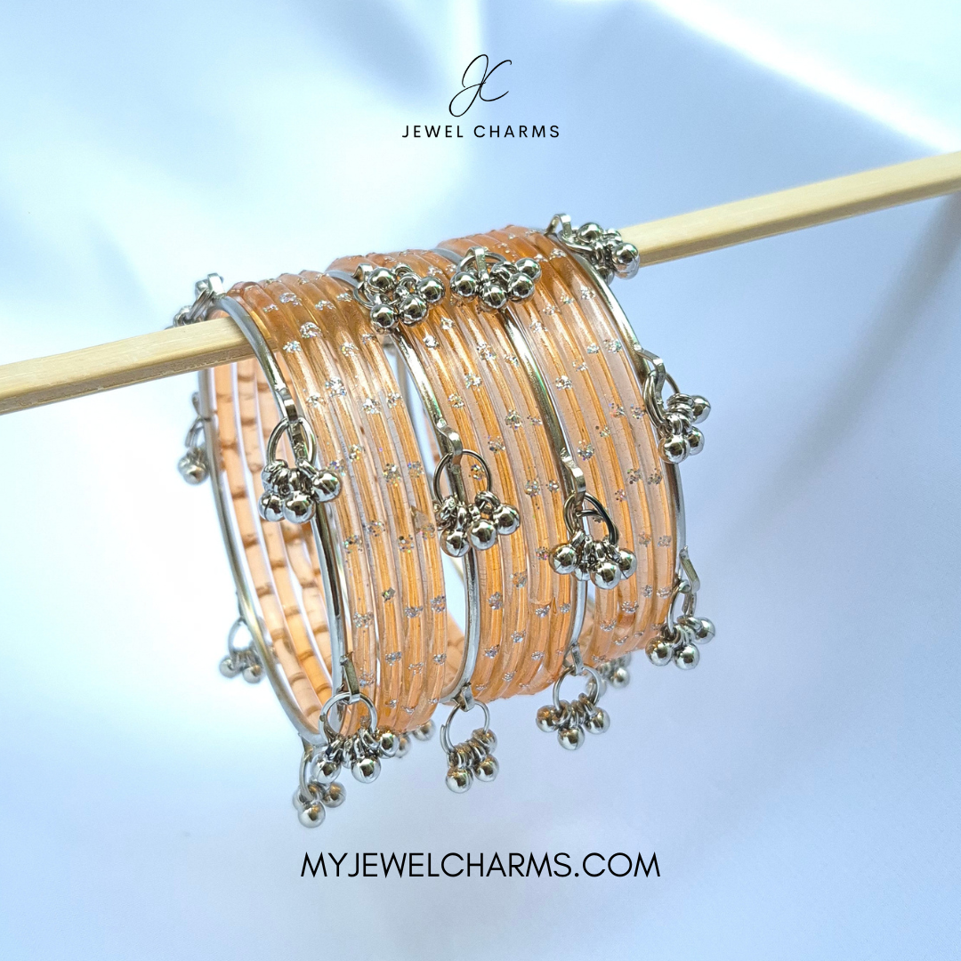 Viral Silver Kashmiri Aeena Bangles Peach Size Sawa do (2.6)