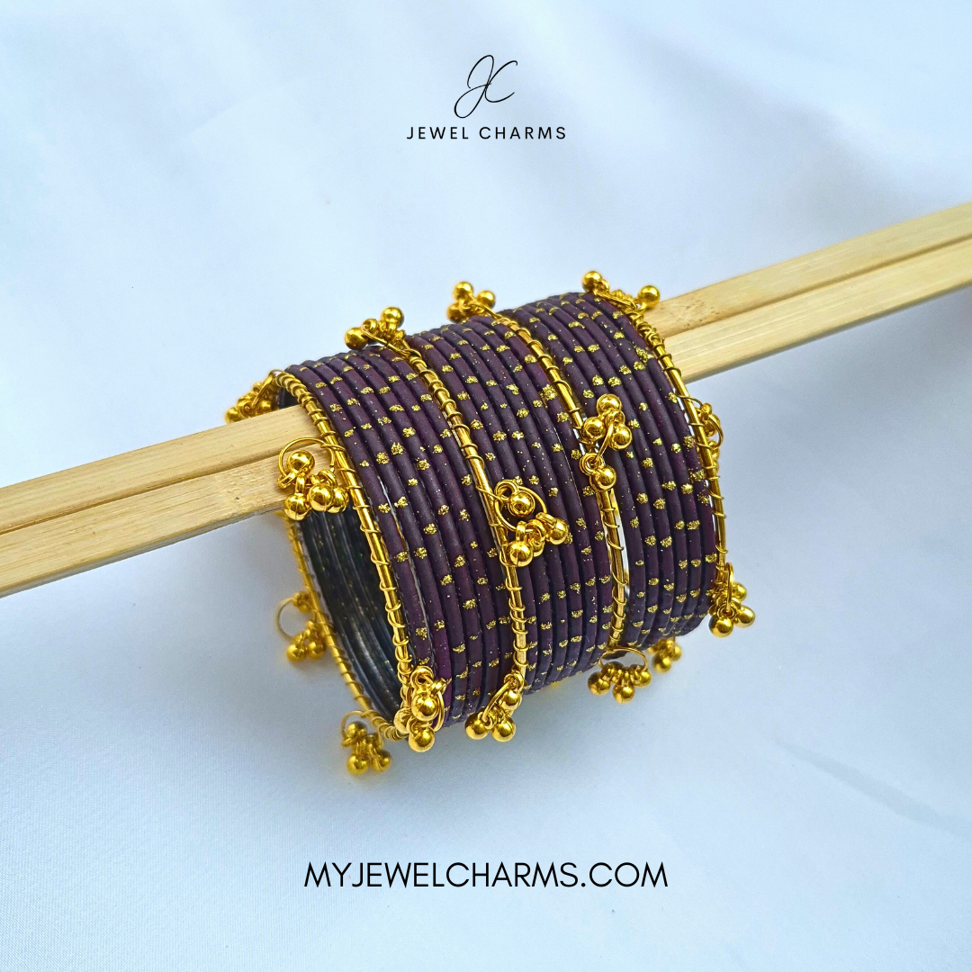 Jamni (dark) Dotted Metal Kashmiri Bangles