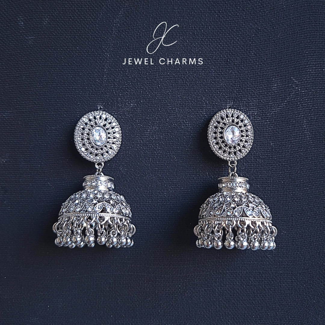 Jc 233 Silver Moon Bell Katori Jhumka Antique