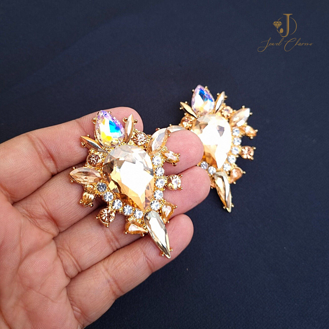 Premium Champagne Pink Fairy Medallion Earrings JCEC 30