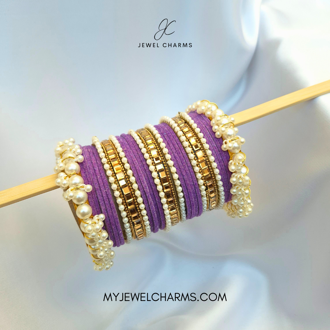 Lilac Triple Karra Gajra Bangles