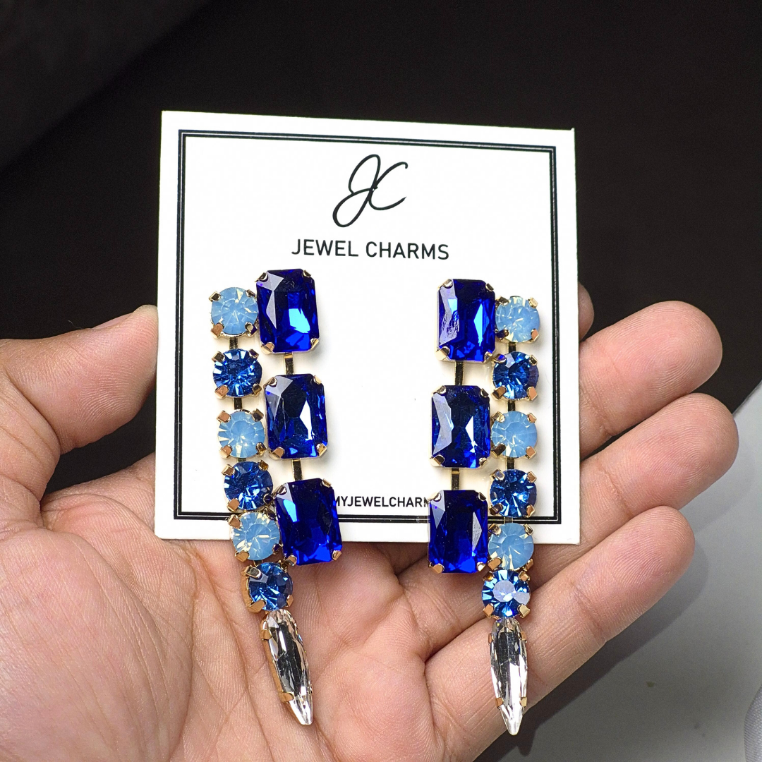 Jc 279 Blue/Light Blue Abstract Half Dangles
