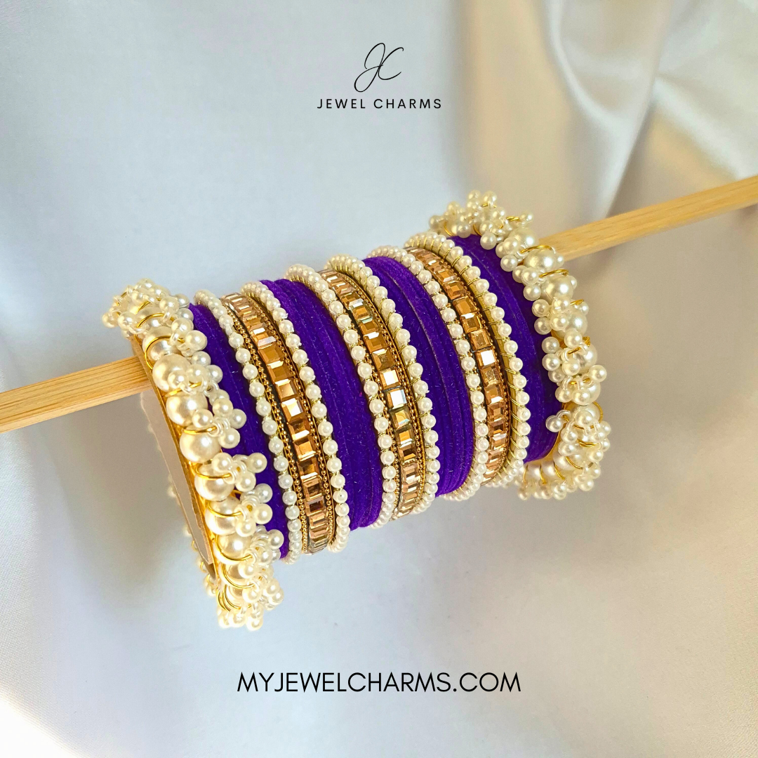 Dark Purple Triple Karra Gajra Bangles