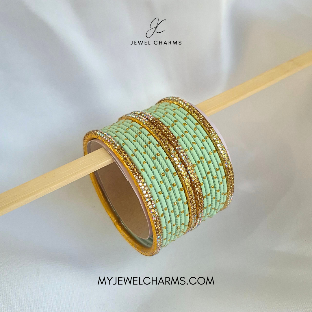 Pistachio Rainbow Tetra Karra Bangles Set