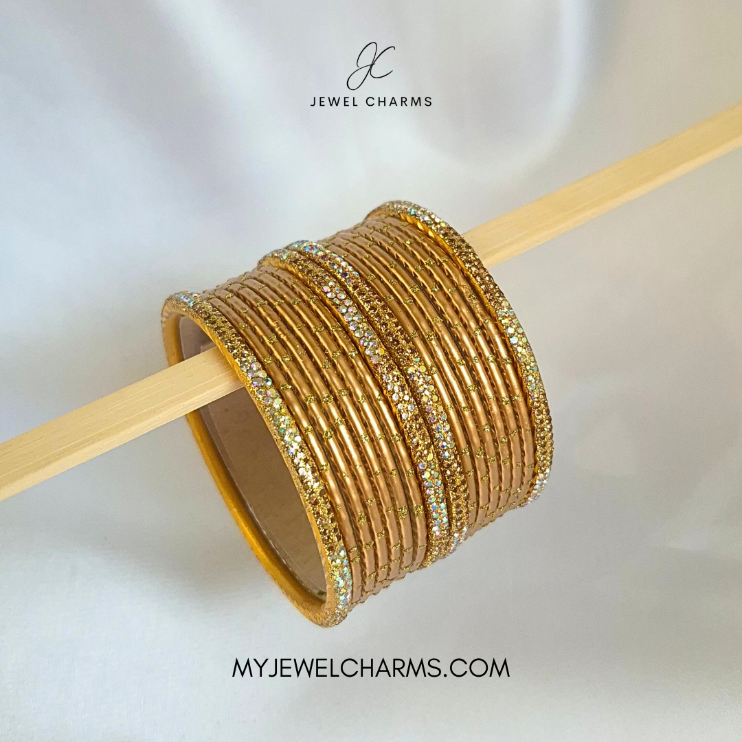 Golden Rainbow Tetra Karra Bangles Set