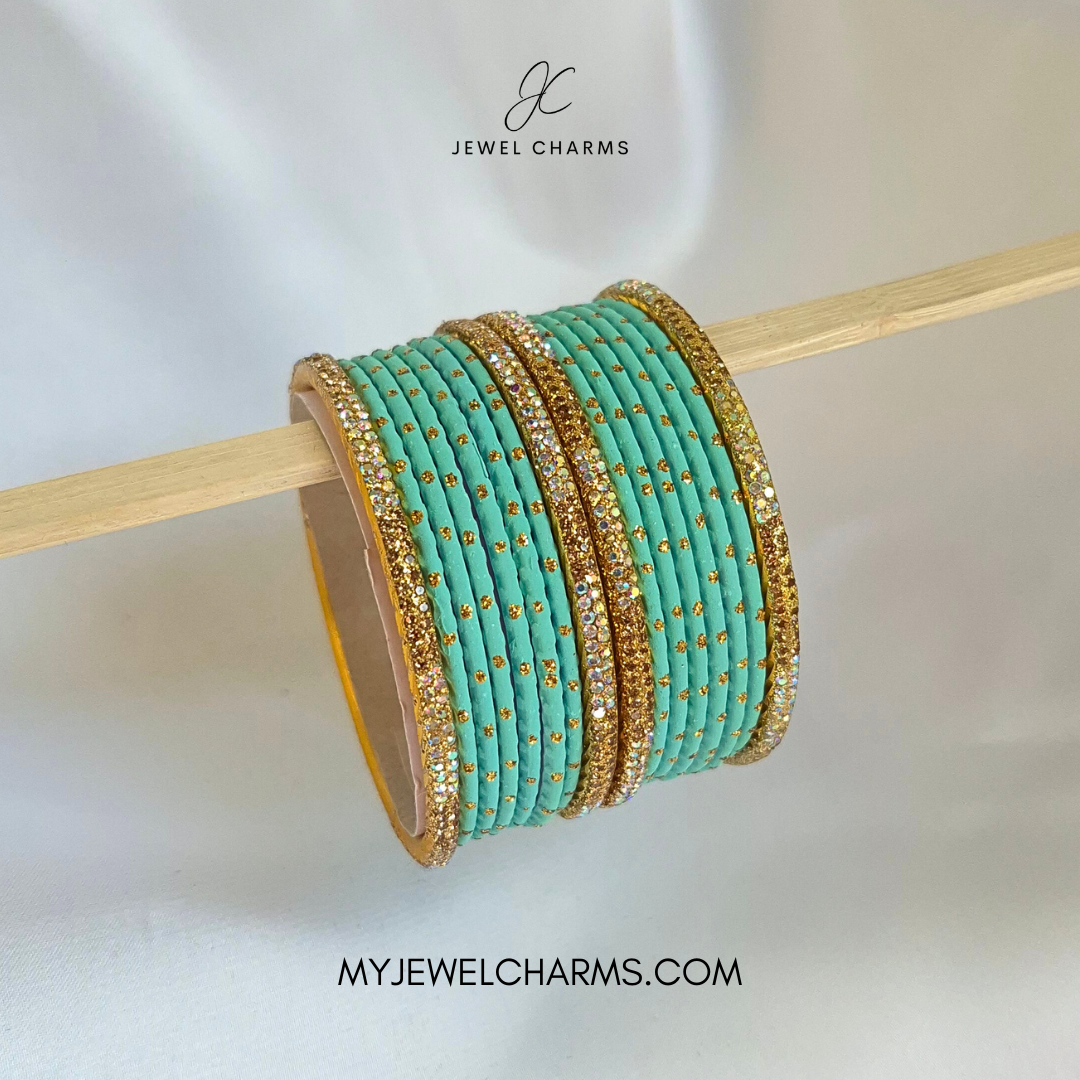 Firozi Rainbow Tetra Karra Bangles Set