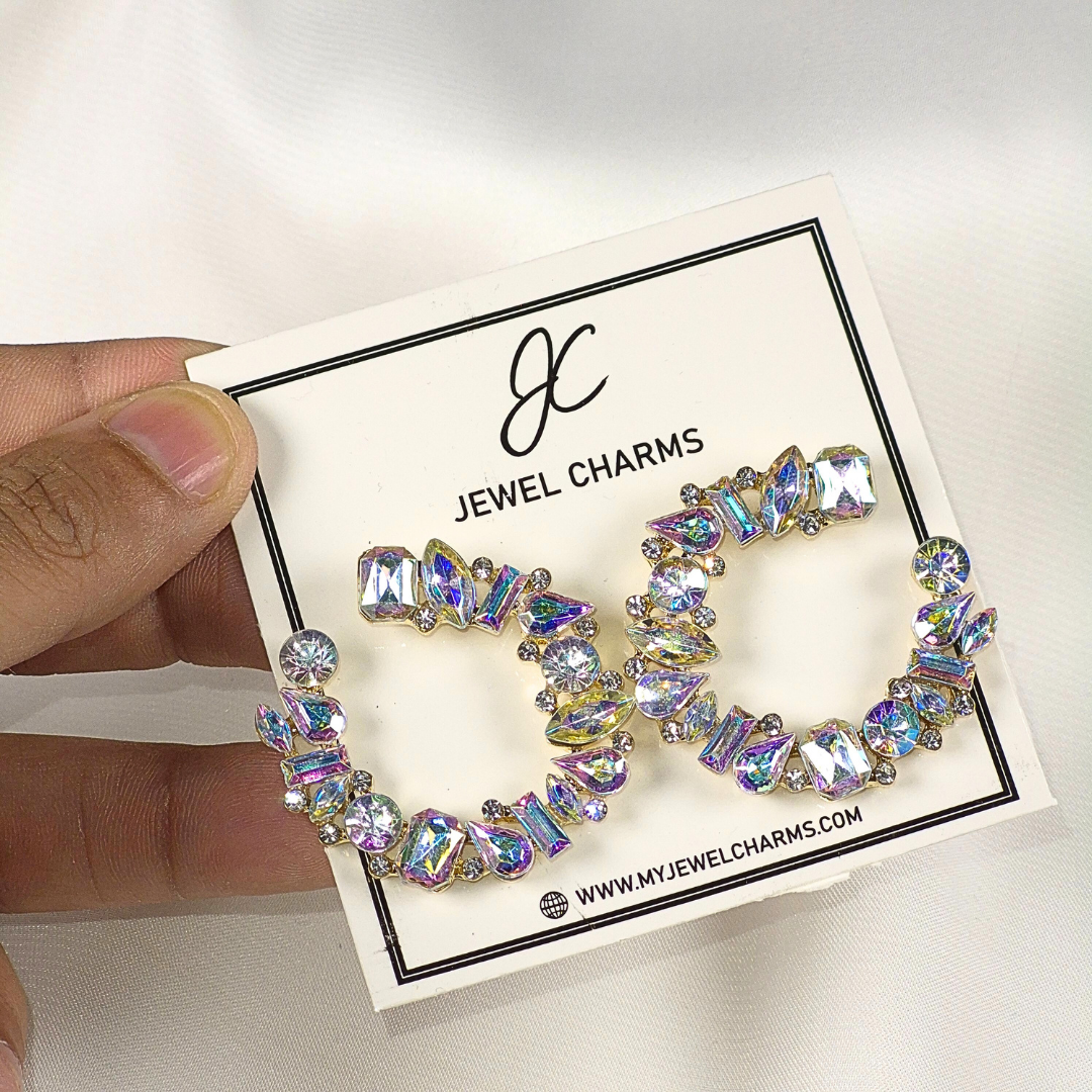 Jc 286 Crystal Half Moon Earrings
