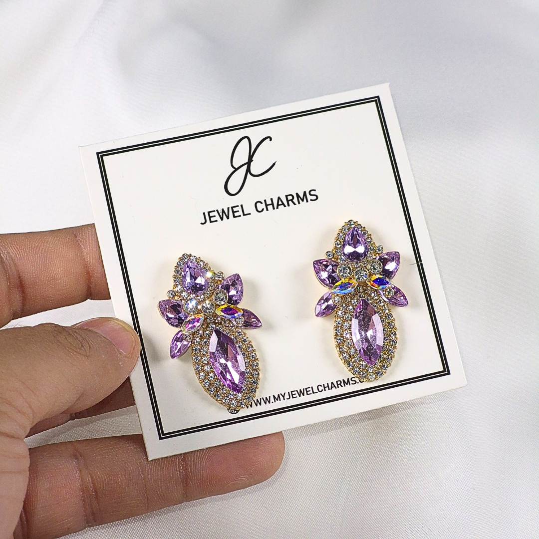 Jc 287 Light Lilac Reflector Crystal Earrings
