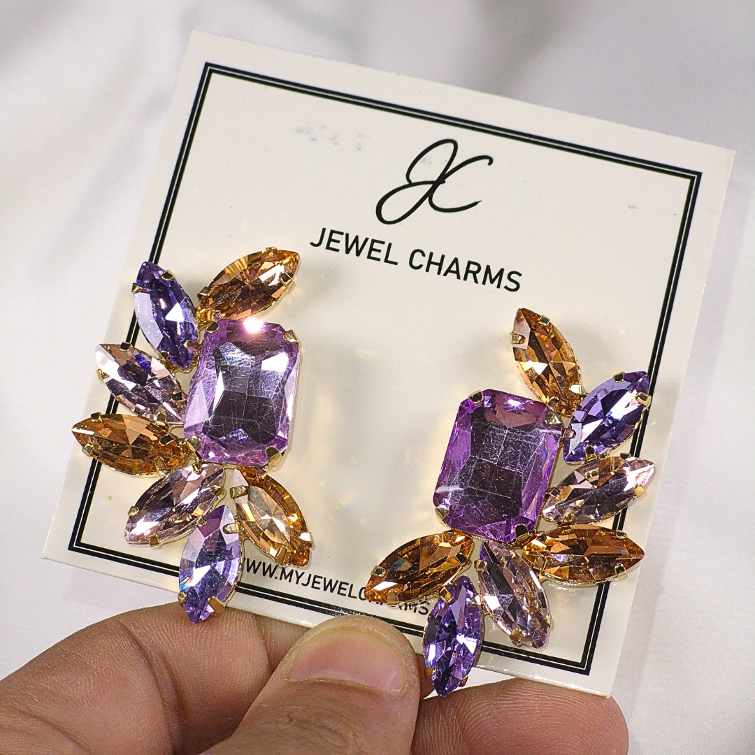 Jcec 292 Wine/Champagne and Lilac/Purple Earrings