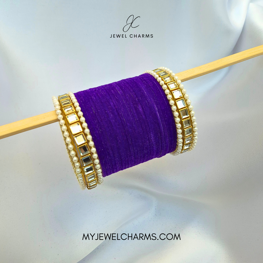 Dark Purple Double Karra 2 Dozen Bangles Set