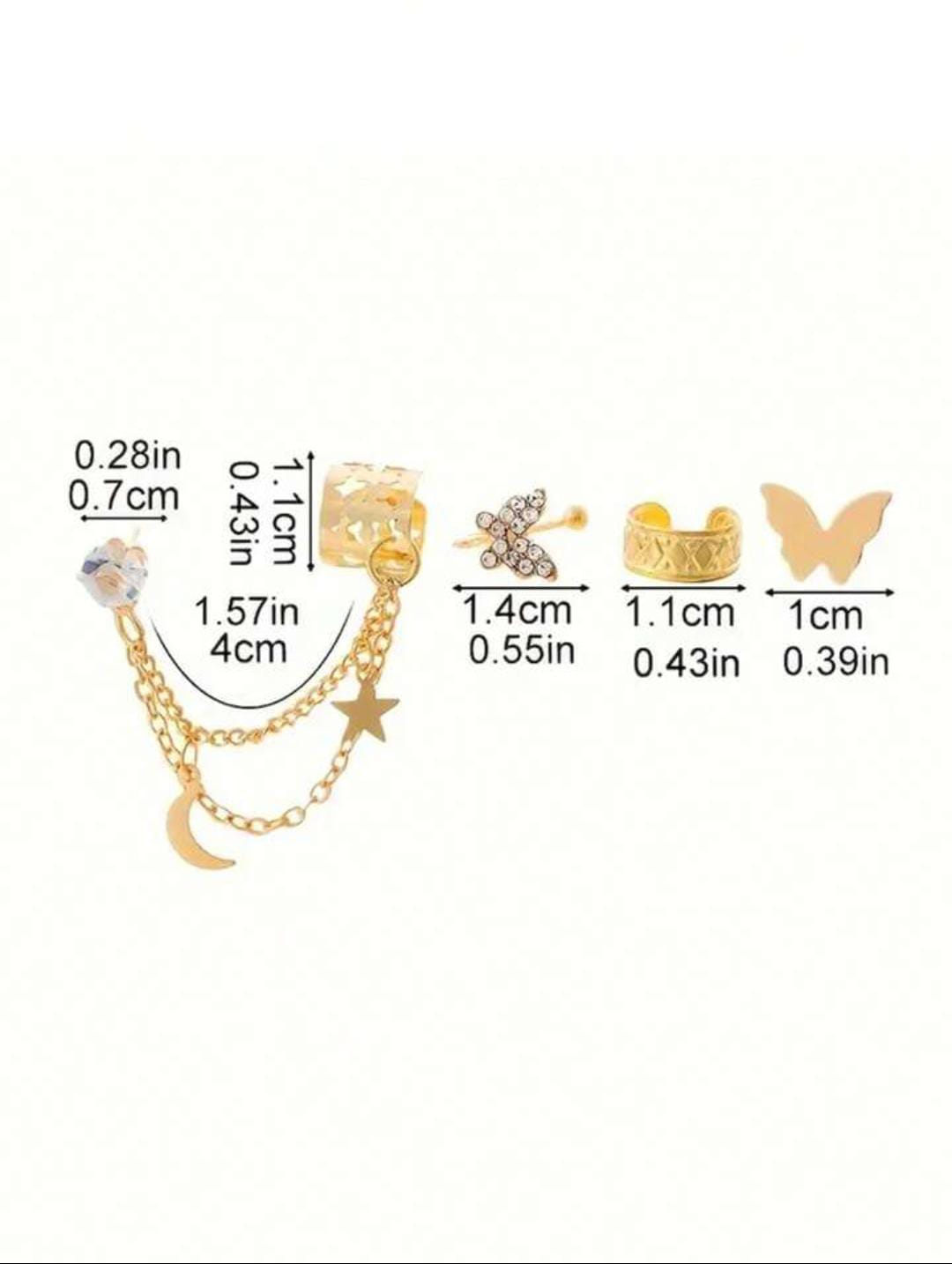 4 pieces star moon ear cuff SINGLE EAR JCER 03