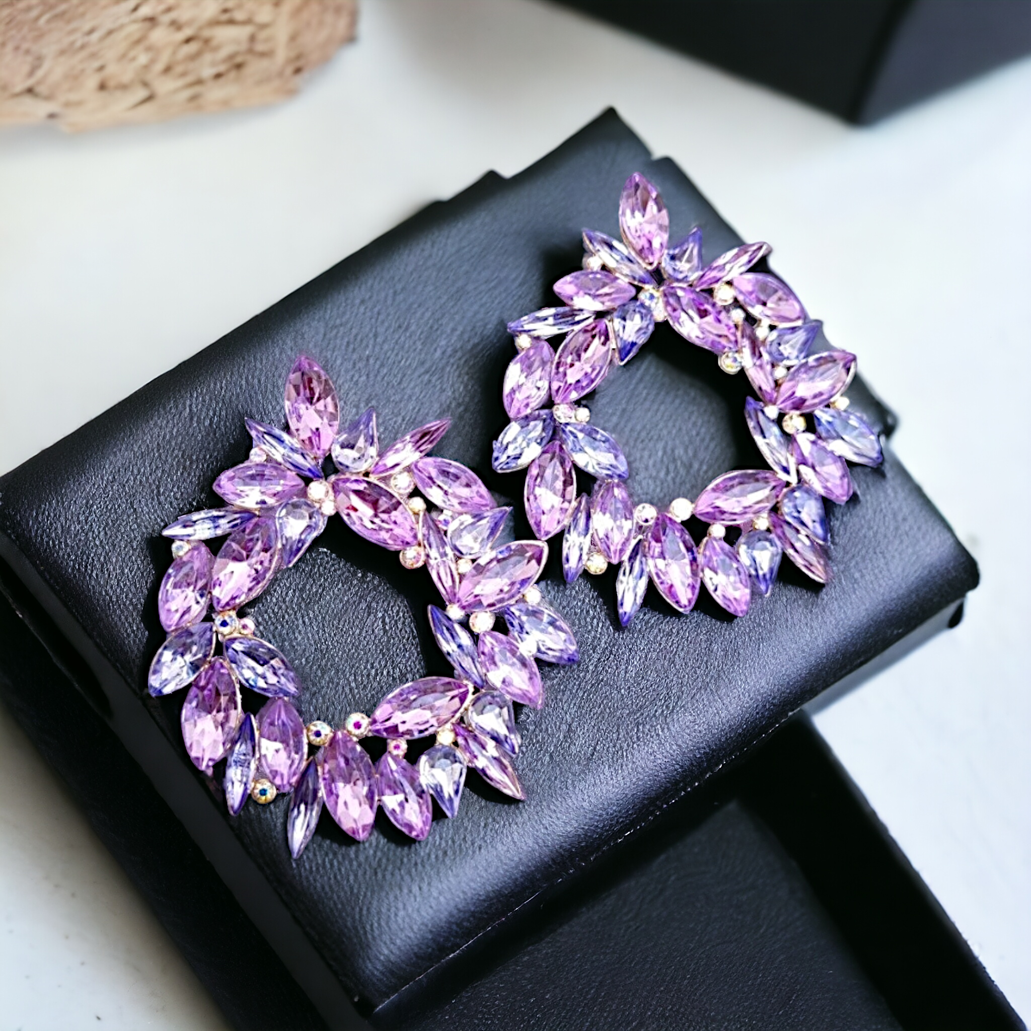 Premium Purple Lilac Flower Bunch Earrings