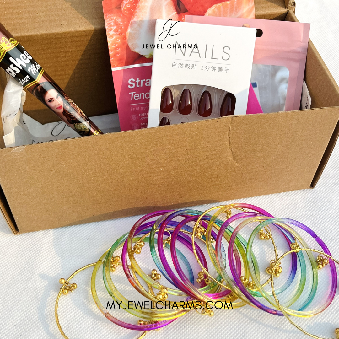 Dark Multi Jelly Bangles Deal with Nails, Mehndi and Imported Face Mask Bangles size 2.6 Sawa do