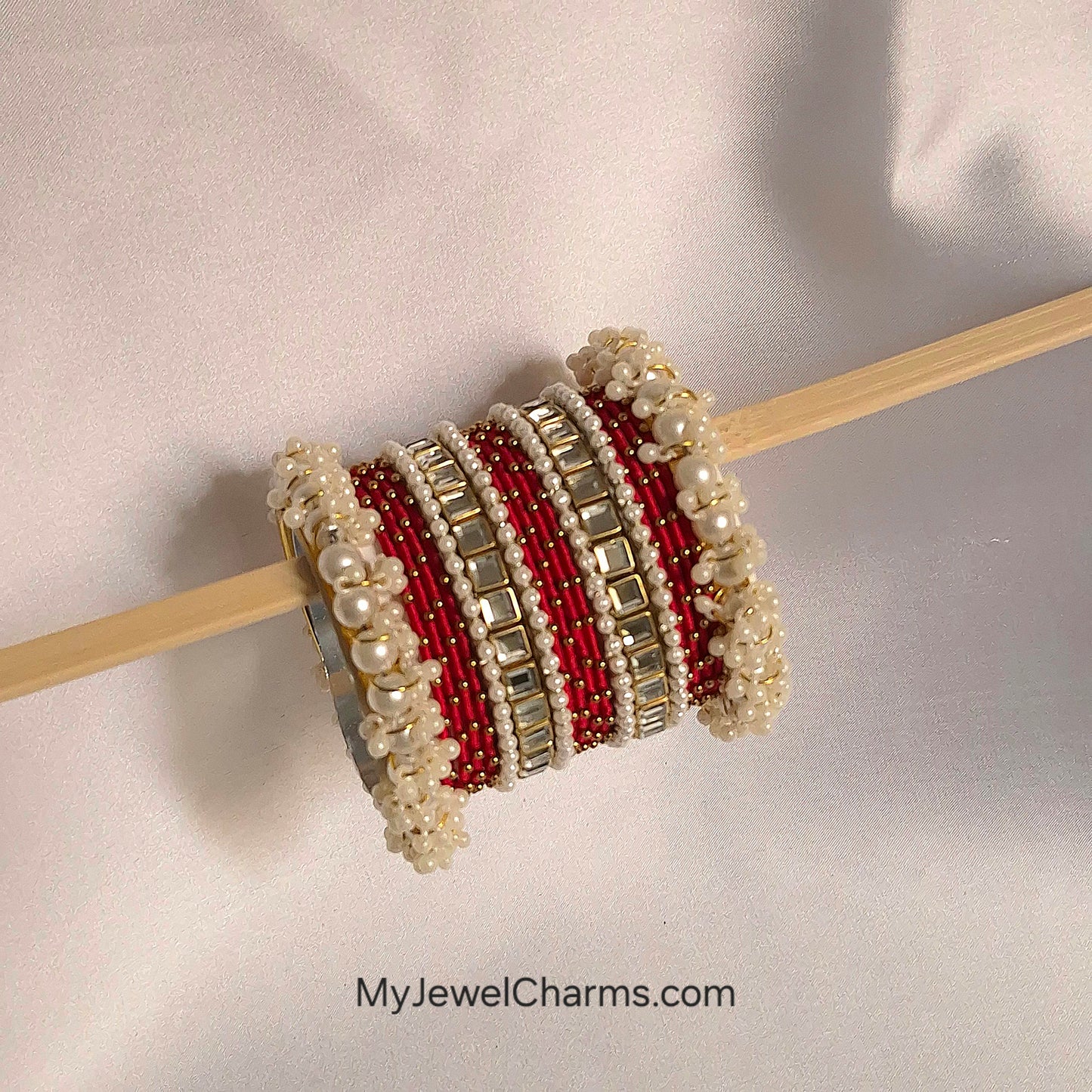 Red dotted double Kara bangles Premium Quality