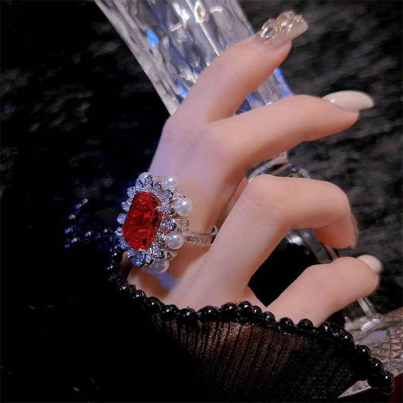 Scarlet Elegance Ring Red Adjustable