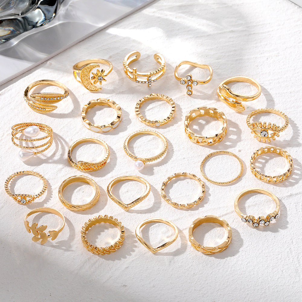 21 piece chunky golden moon rings JCR 05