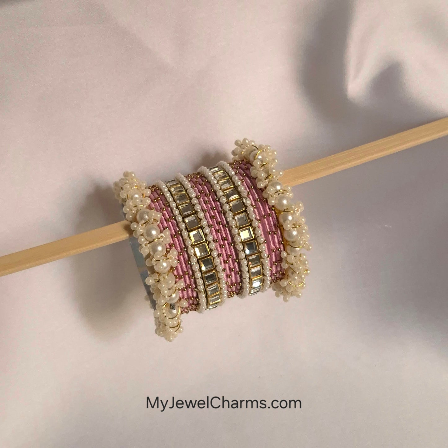 Pink dotted double Kara bangles Premium Quality