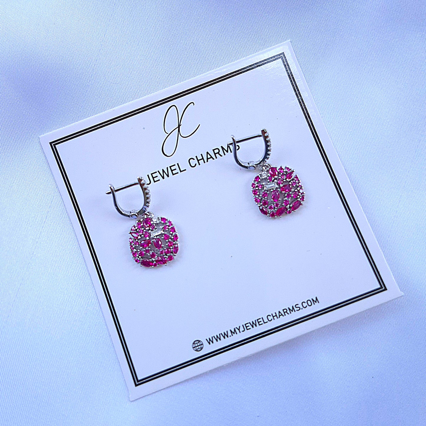 Pink grape punch hanging style sterling silver earrings jcec 180