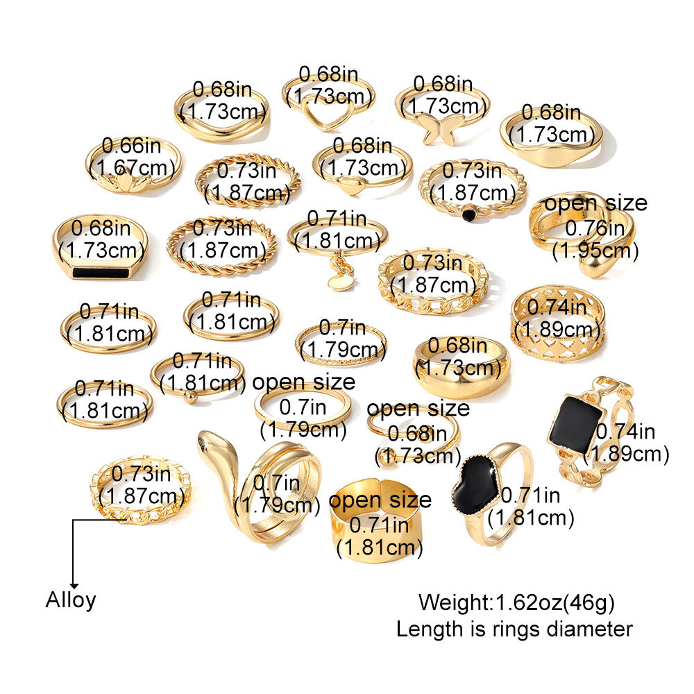 27 pieces black gold mid rings JCR 01