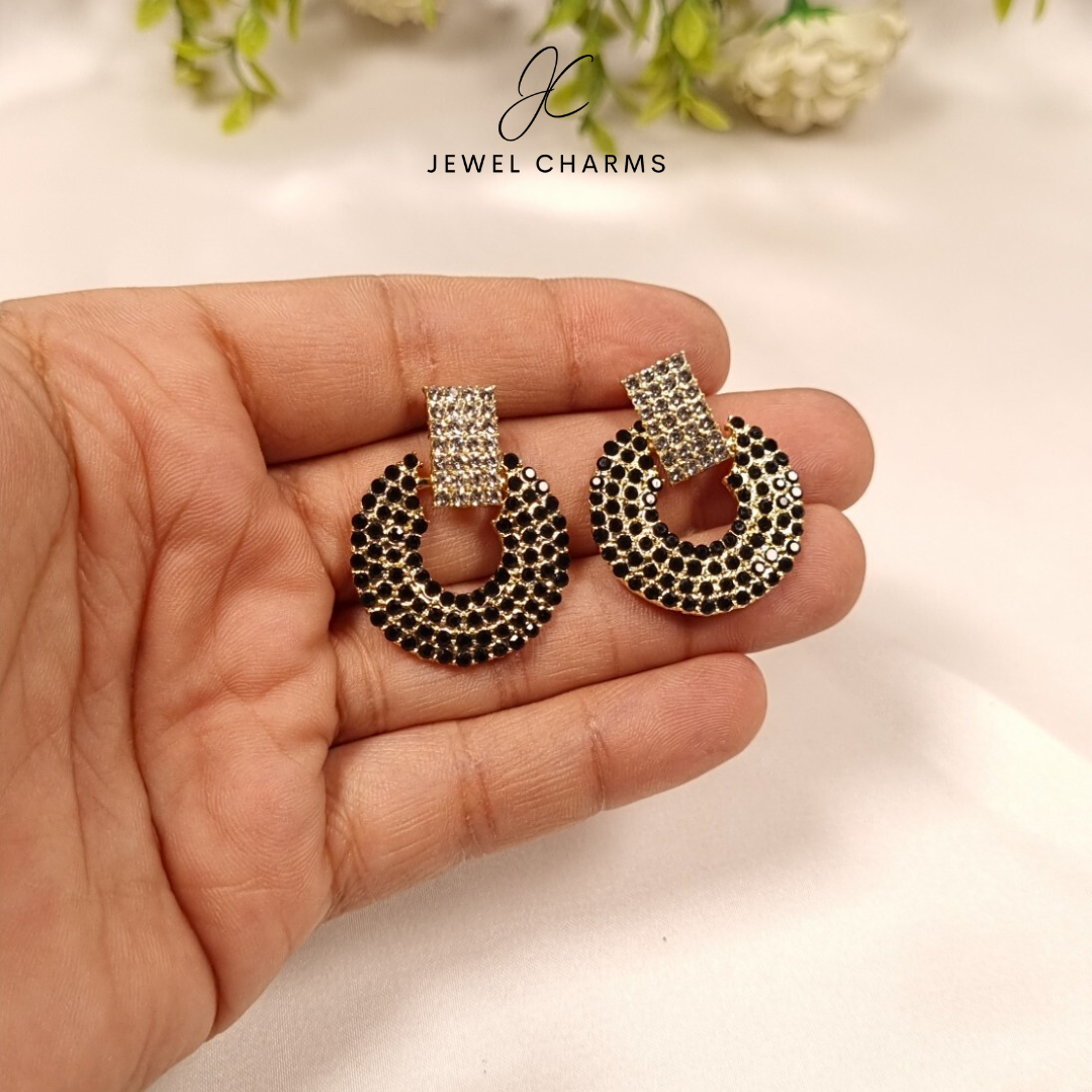 Black rhinestone earrings JCEC 22