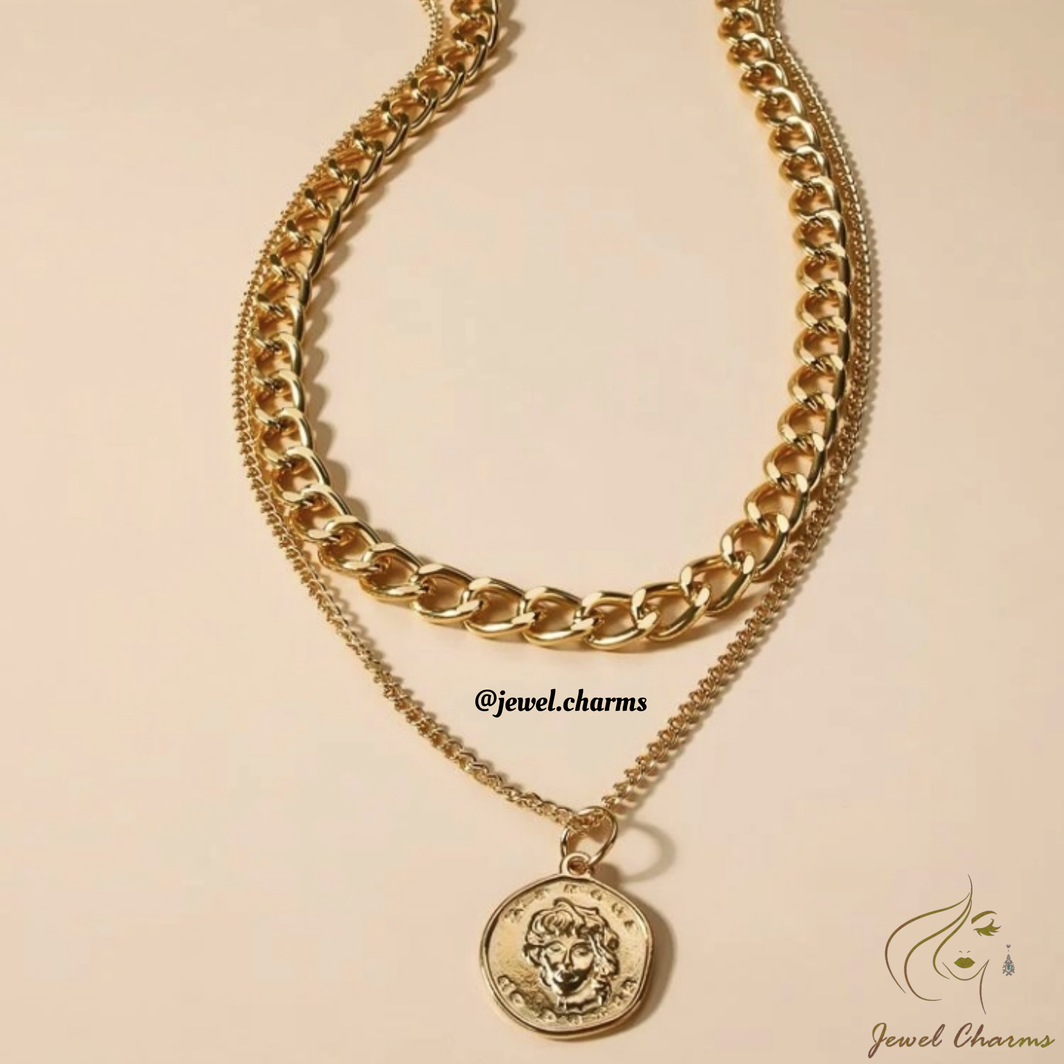 JC110 - Coin Chain Necklace - Jewel Charms