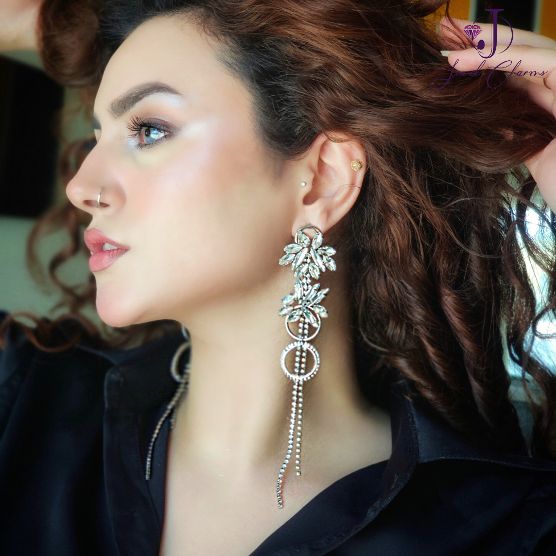 Flower Crystal Dangle Double Hoop JCEC 62