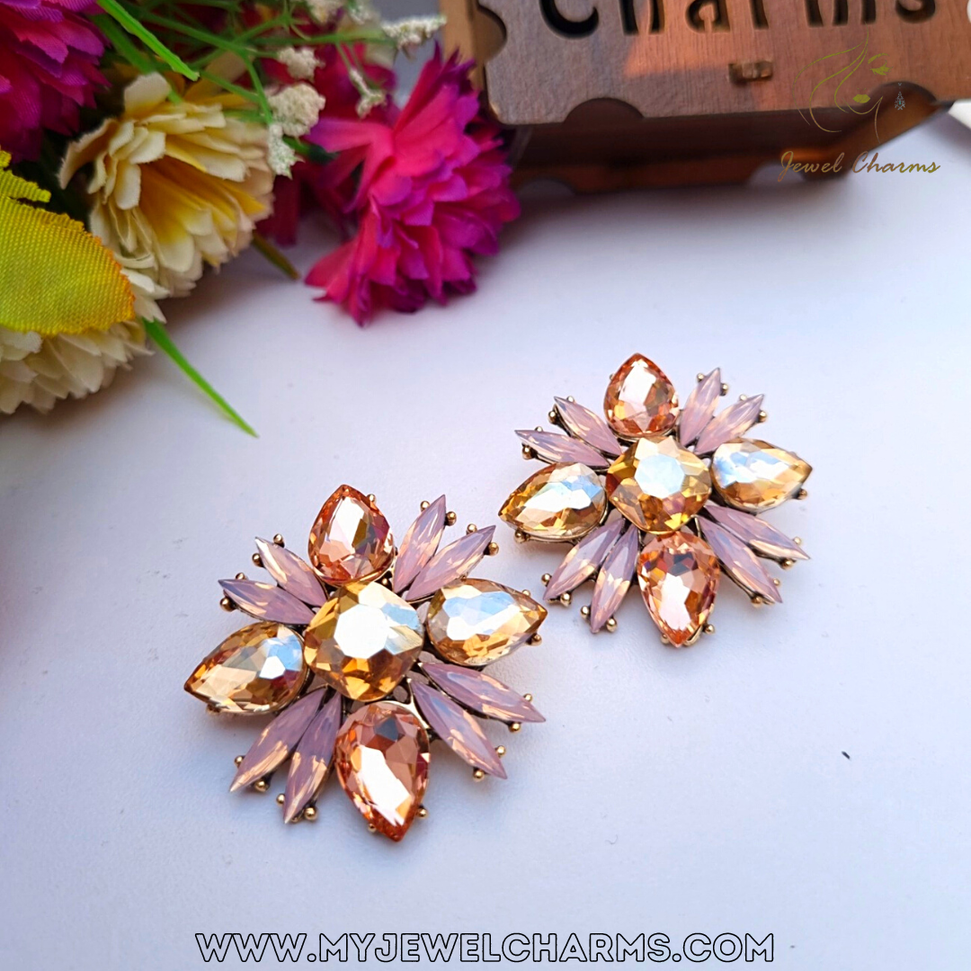 Multi Crystal Flower Studs Large JCEC 42