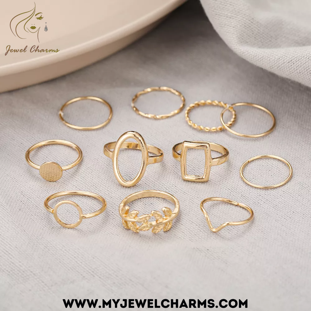 11 Piece Egyptian Abstract Rings Set - Jewel Charms