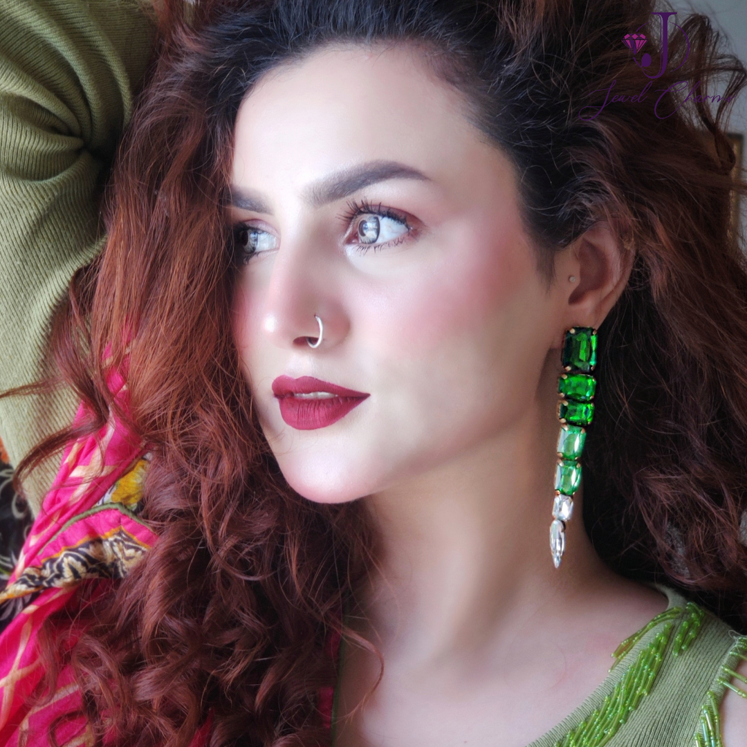 Emerald Green Crystal Dangles JCEC 67