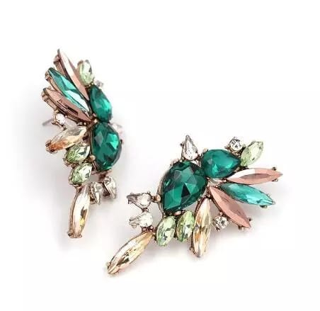 JC143 - Green Emerald Hummingbird Earrings - Jewel Charms