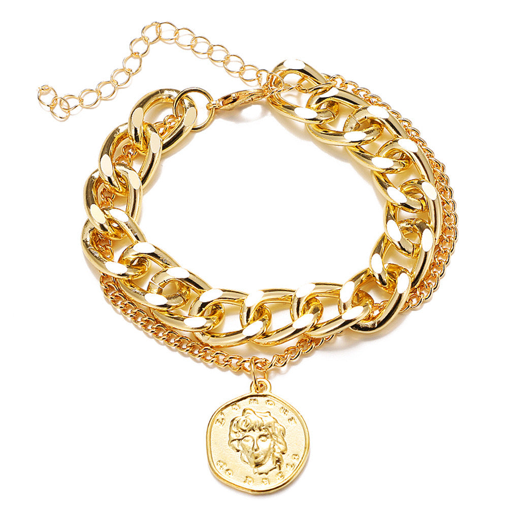 Jcec 335 3 pieces coin chain bracelet