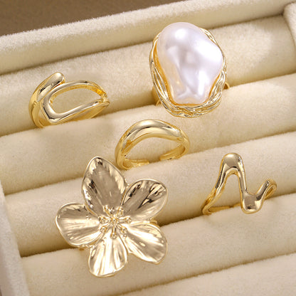 Jcec 338 5 pieces pearl rings pack