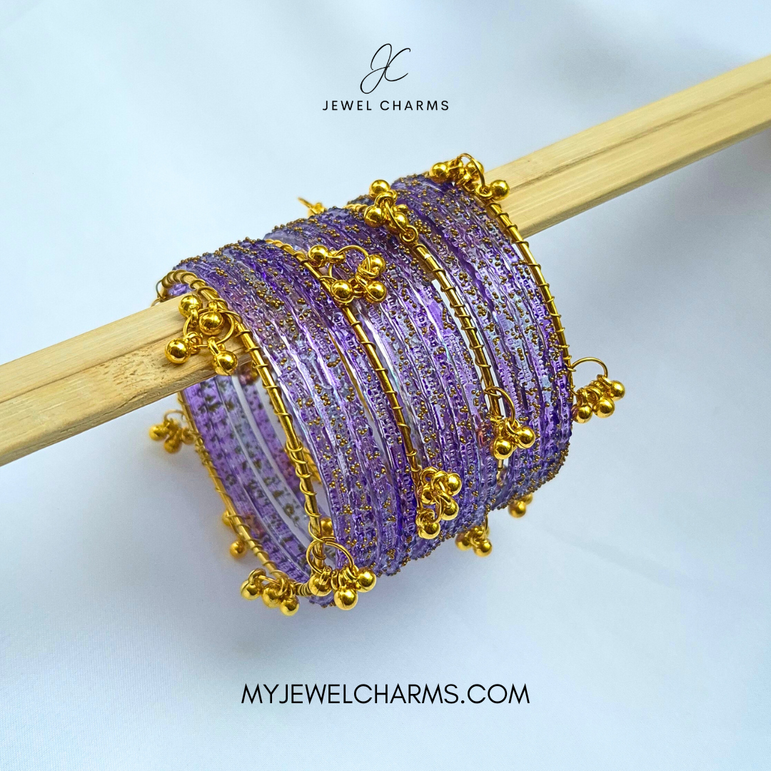 Purple Viral Raindrop Original Kashmiri Glass Bangles – Jewel Charms