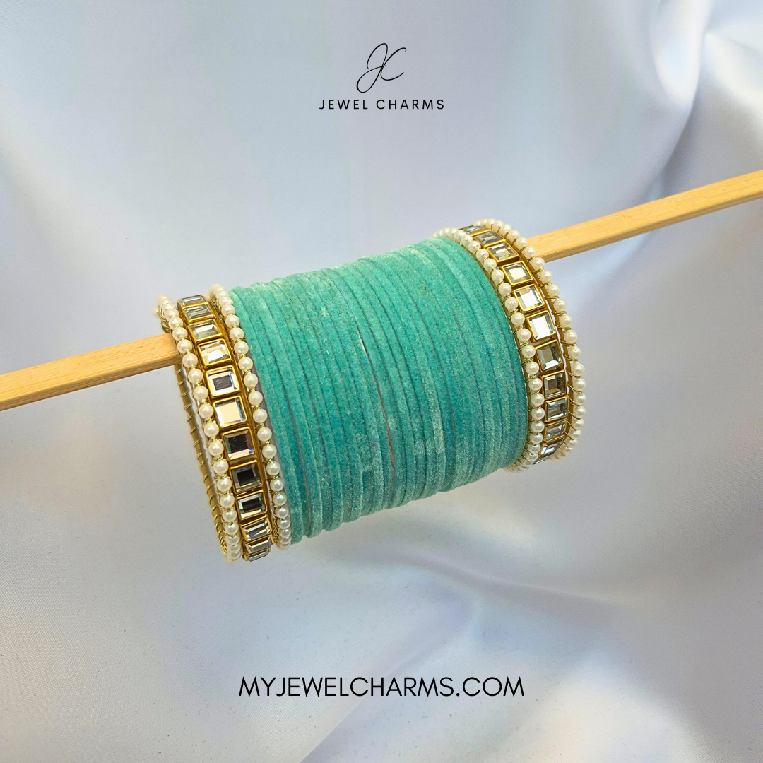 Sea Green Double Karra 2 Dozen Bangles Set