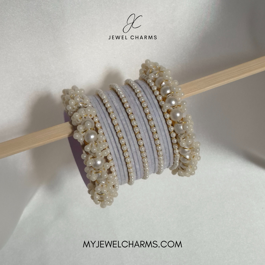 Light Gray Penta Pearl gajra choorian bangles set