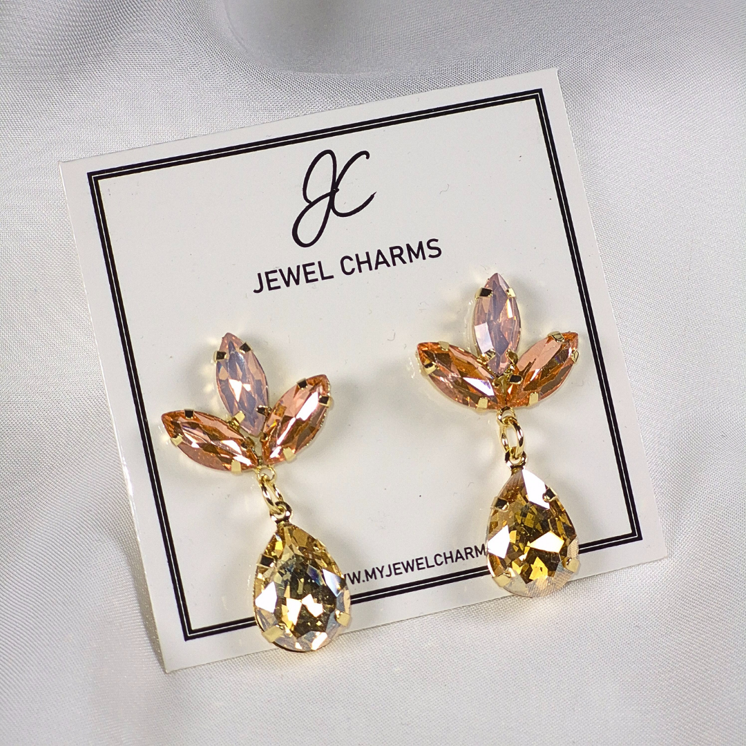 Jc 265 Tri Petal Champagne Drop Earrings