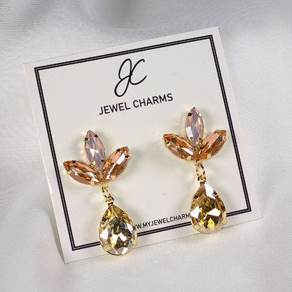 Jc 265 Tri Petal Champagne Drop Earrings