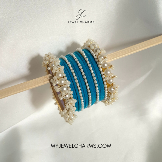 Ferozi penta pearl gajra bangles choorian set