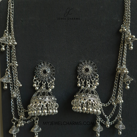 Black Silver Sahara Jhumkay