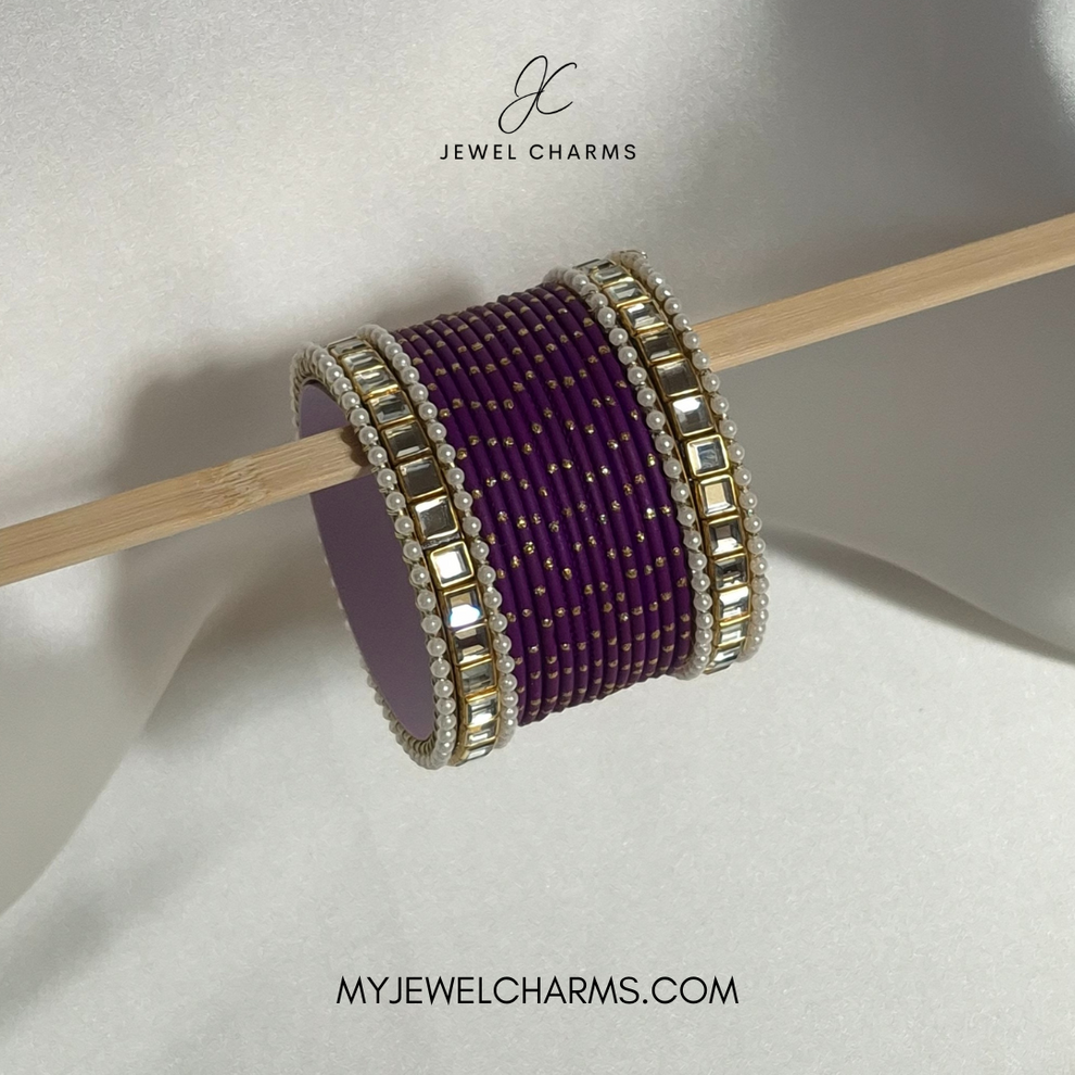 Dark purple Double karra dotted bangles choorian – Jewel Charms